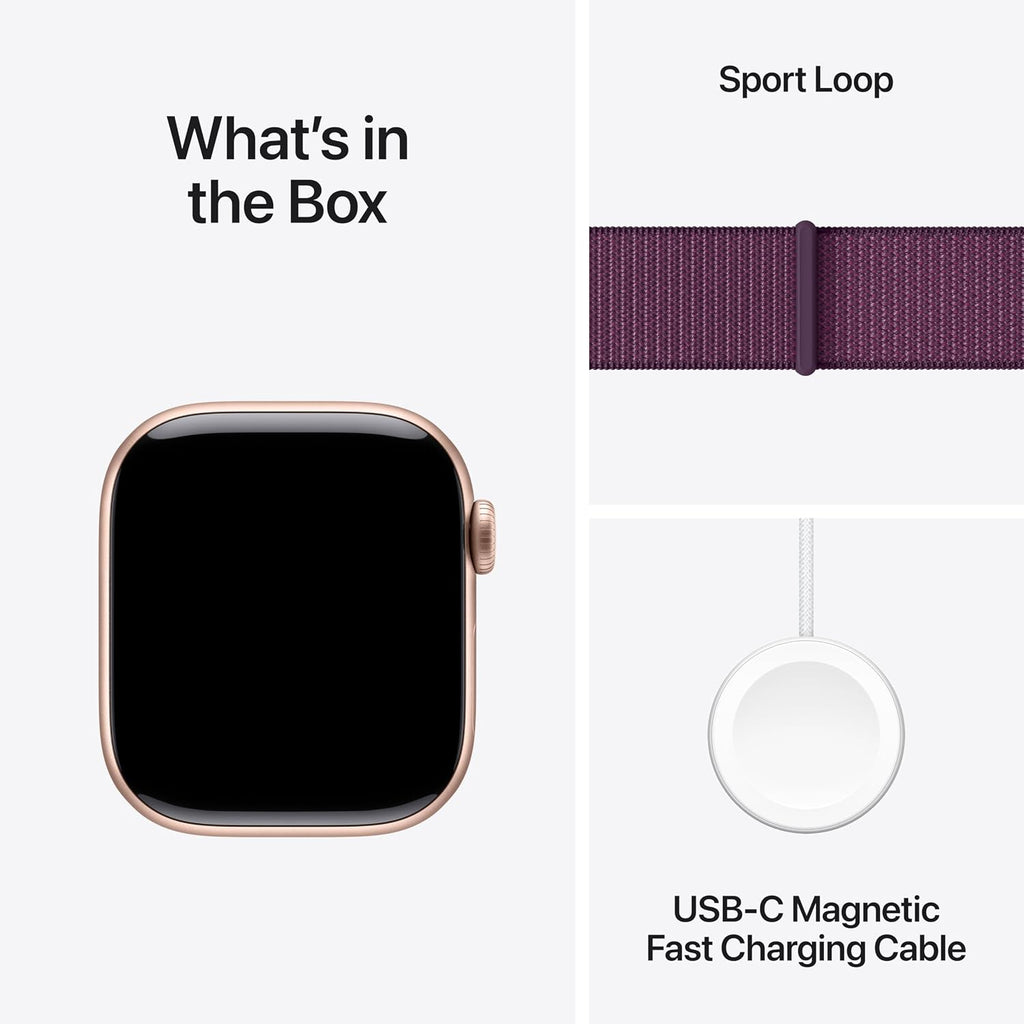Apple Watch Series 10 [GPS + Cellular 42mm case] Smartwatch with Rose Gold Aluminium Case with Plum Sport Loop. Fitness Tracker, ECG App, Always-On Retina Display, Carbon Neutral (Renewed)