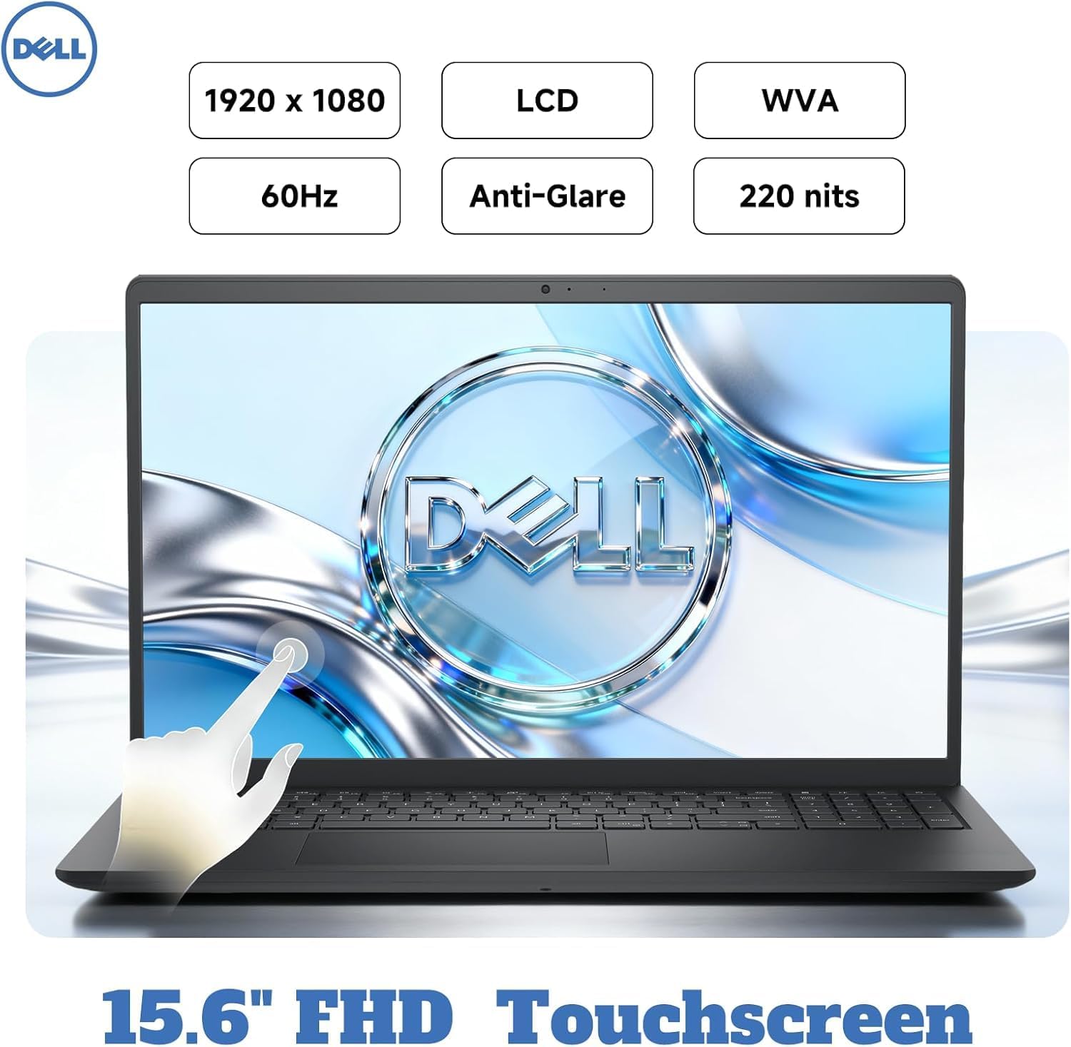 Dell 15 Touchscreen Laptop DC15250, 15.6-inch FHD Anti-Glare Display, Intel Core i7-1355U Processor, 16 GB RAM, 1 TB SSD, Intel UHD Graphics, Backlit Keyboard, Fingerprint Reader, Windows 11 Pro