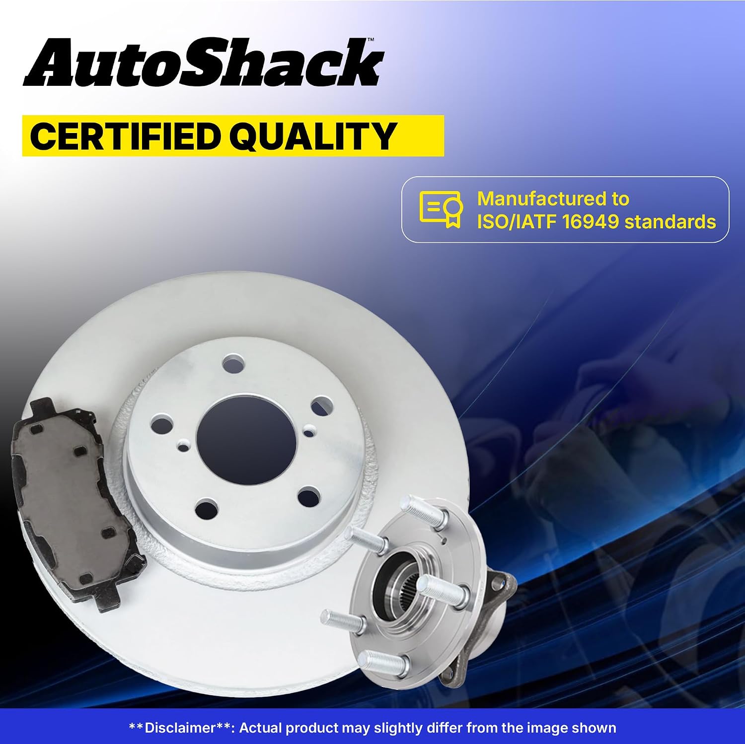 AutoShack Rear Brake Rotors, Premium Pads & Hub Bearing Assemblies for Honda & Acura, Civic 2006-2011 CSX 2006-2011, FWD L4 1.8L 2.0L - Coated - ArmorStop - 10.24' (260 mm), 5-Lug