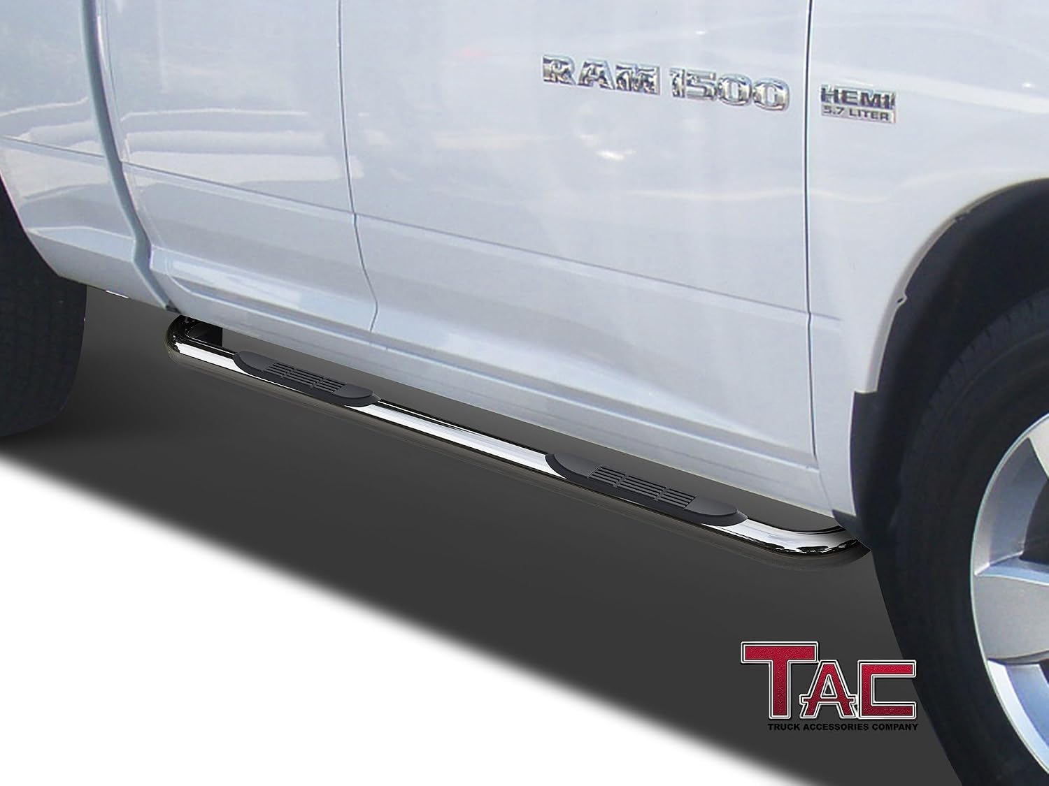 TAC Side Steps Fit 2009-2018 RAM 1500 Quad Cab | 2019-2024 RAM 1500 Classic Quad Cab Pickup Truck 3' Stainless Steel Side Bars Nerf Bars Step Rails Running Boards Off Road Accessories 2Pcs