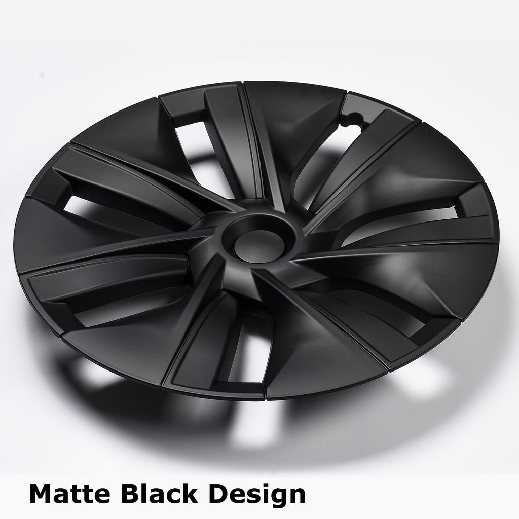 Matte Black Hubcap Wheel Cover Replacement Kit Compatible with Model Y, 19' Hub Caps Wheel Rim Cover Protector Car Exterior Accessories Pack of 4, 19 inches