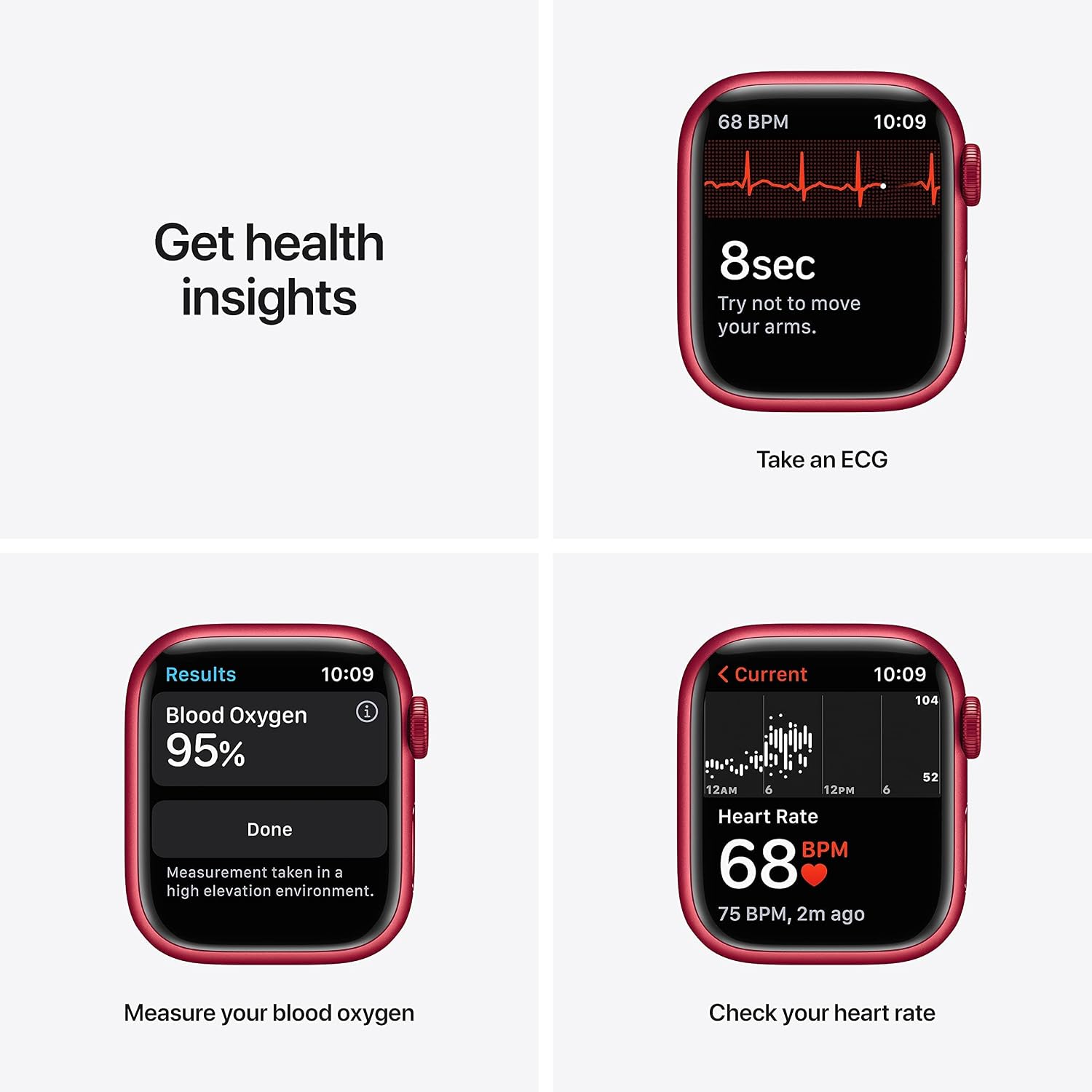 Apple Watch Series 7 (GPS + Cellular, 41MM) Red Aluminum Case with Red Sport Band (Renewed)