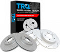 TRQ Performance Front and Rear Brake Rotor Set G Coated Drilled and Slotted Compatible with 2004-2013 Mazda 3