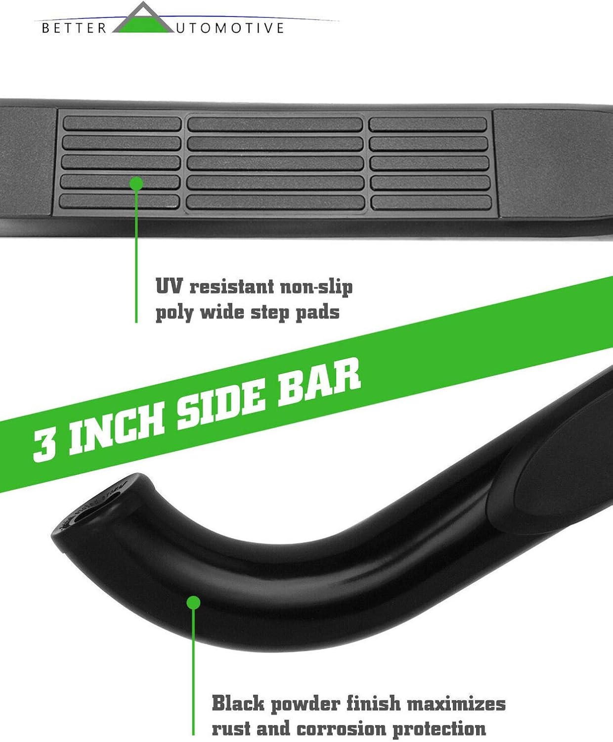 3' Black Side Step Rails Compatible with 1995-2004 Toyota Tacoma Access CAB/Extended CAB Side Bars NERF Bars Running Boards Step(4WD OR PRERUNNER 2/4WD)