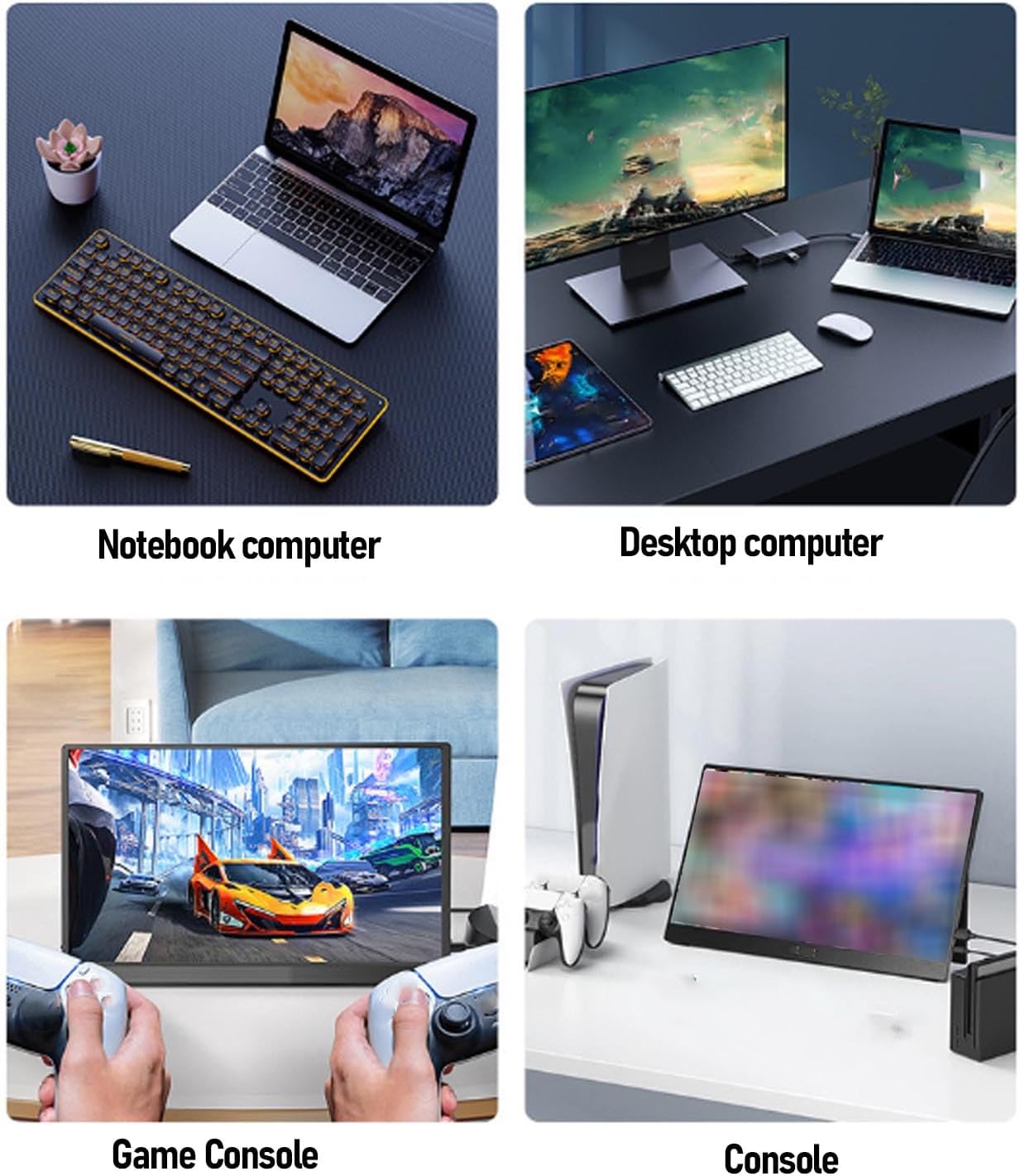 Dpofirs Portable Monitor, 16in 4K Laptop Monitor with Low Blue Light, USB C HDMI Computer Display for Desktop, Gaming Consoles