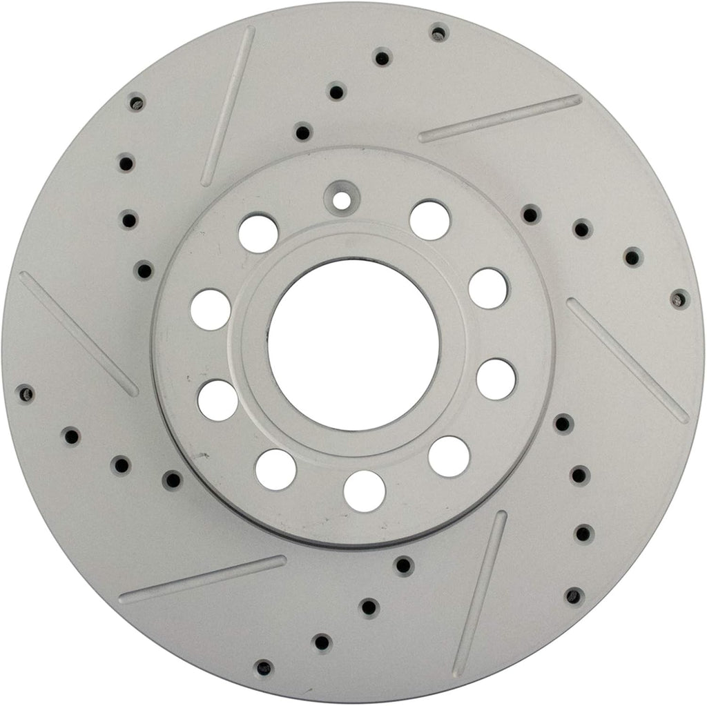 TRQ Performance Front and Rear Brake Rotor Set G Coated Drilled and Slotted Compatible with 2005-2010 Volkswagen Jetta 2008 Rabbit