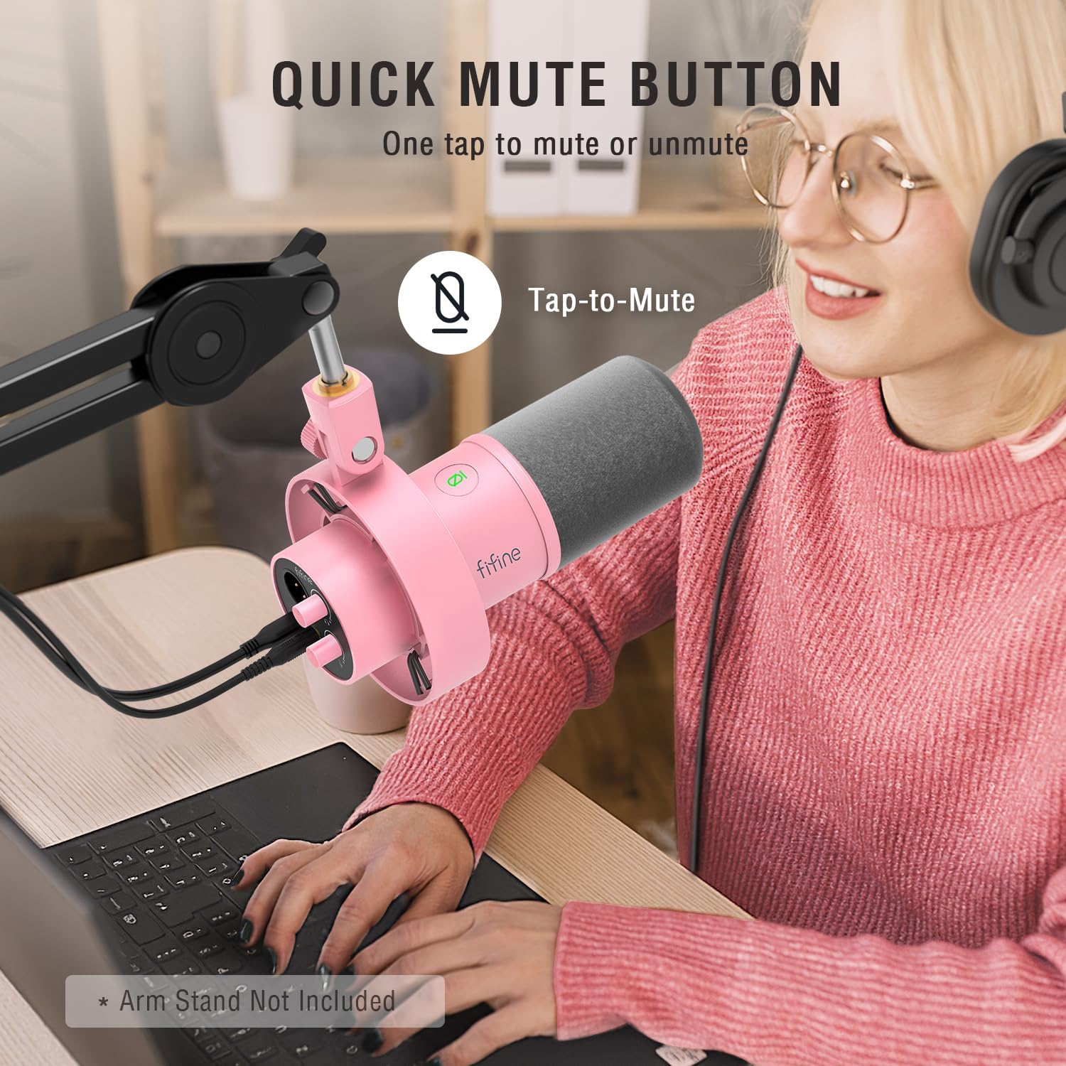 FIFINE Studio XLR/USB Microphone with Gaming Headset Kit, Recording Mic with Tap-to-Mute, Volume Knobs, Headphone Jack for Podcast, Wired Over-Ear Headset Compatible with PS4/PS5/PC-K688P+H13P