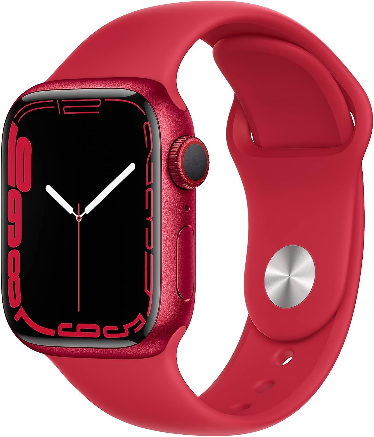 Apple Watch Series 7 (GPS + Cellular, 41MM) Red Aluminum Case with Red Sport Band (Renewed)