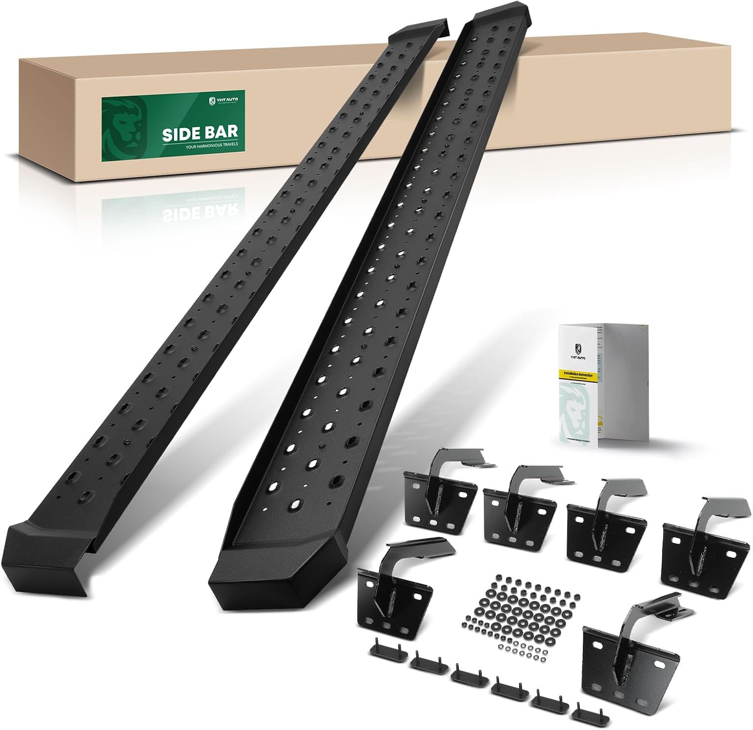 YHTAUTO 6.5 Inch Running Boards Fit for Dodge Ram 1500 2019-2025 (Excl. Ram 1500 Classic) (Extended Cab/Quad Cab) Side Steps Carbon Steel Step Bars Off-Road Exterior Accessories
