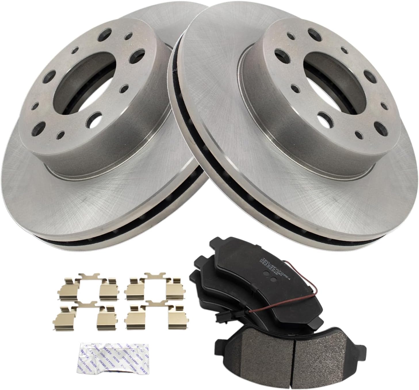TRQ Front Brake Pad and Rotor Set Semi Metallic Vented Rotors Compatible with 2014-2021 Ram ProMaster 1500 2500 3500
