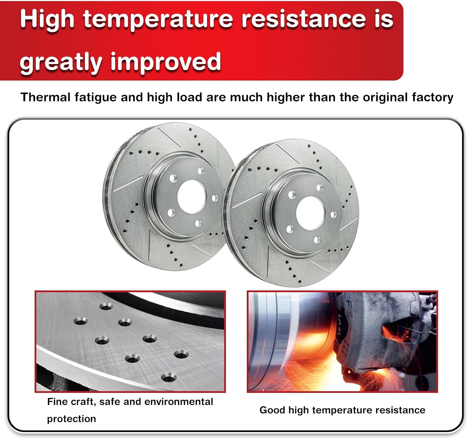 Front and Rear Brake Rotors & Ceramic Brake Pads replacement for Honda Civic SI 2006-2011, Acura CSX 2007-2010