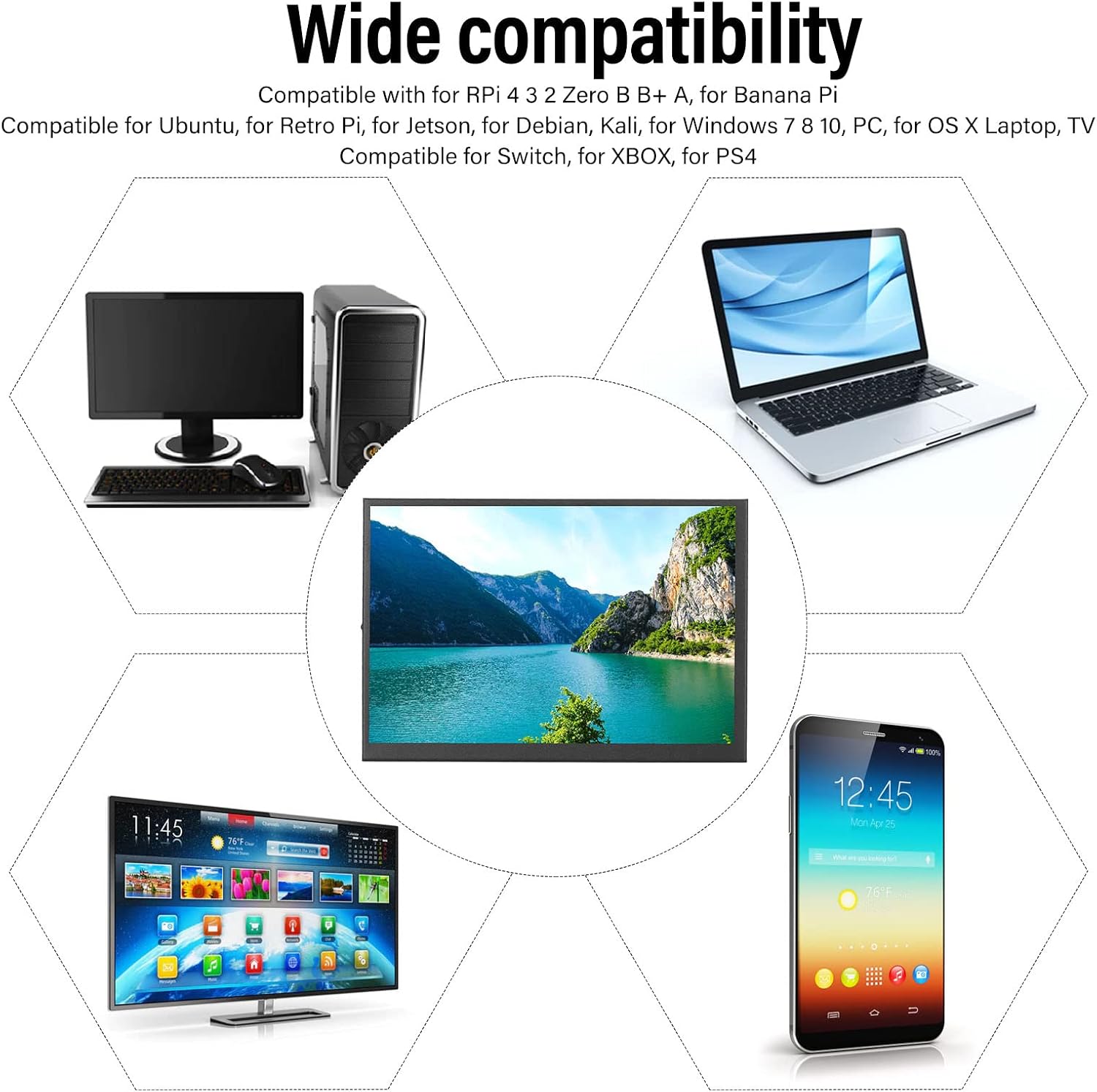 8.9 Inch Touchscreen Monitor, 1920x1200 Portable Screen, for HDMI LCD Display 160 Degrees Full View Display Panel for RPi 4 3 2 for Zero B A for for OS X