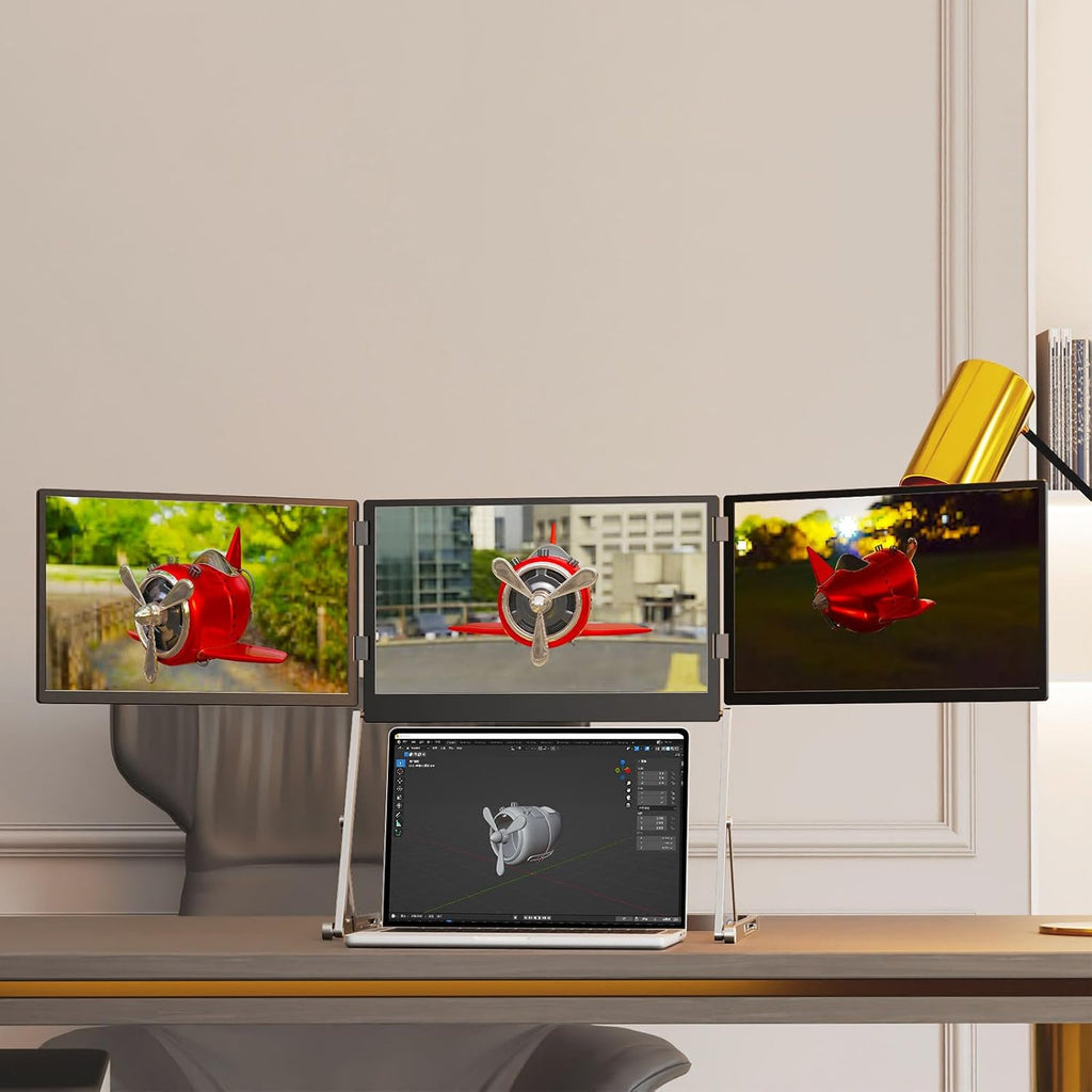Triple Laptop Screen Extender Monitor, 15.6in Quad Portable Screen FHD 1080P for Compatible