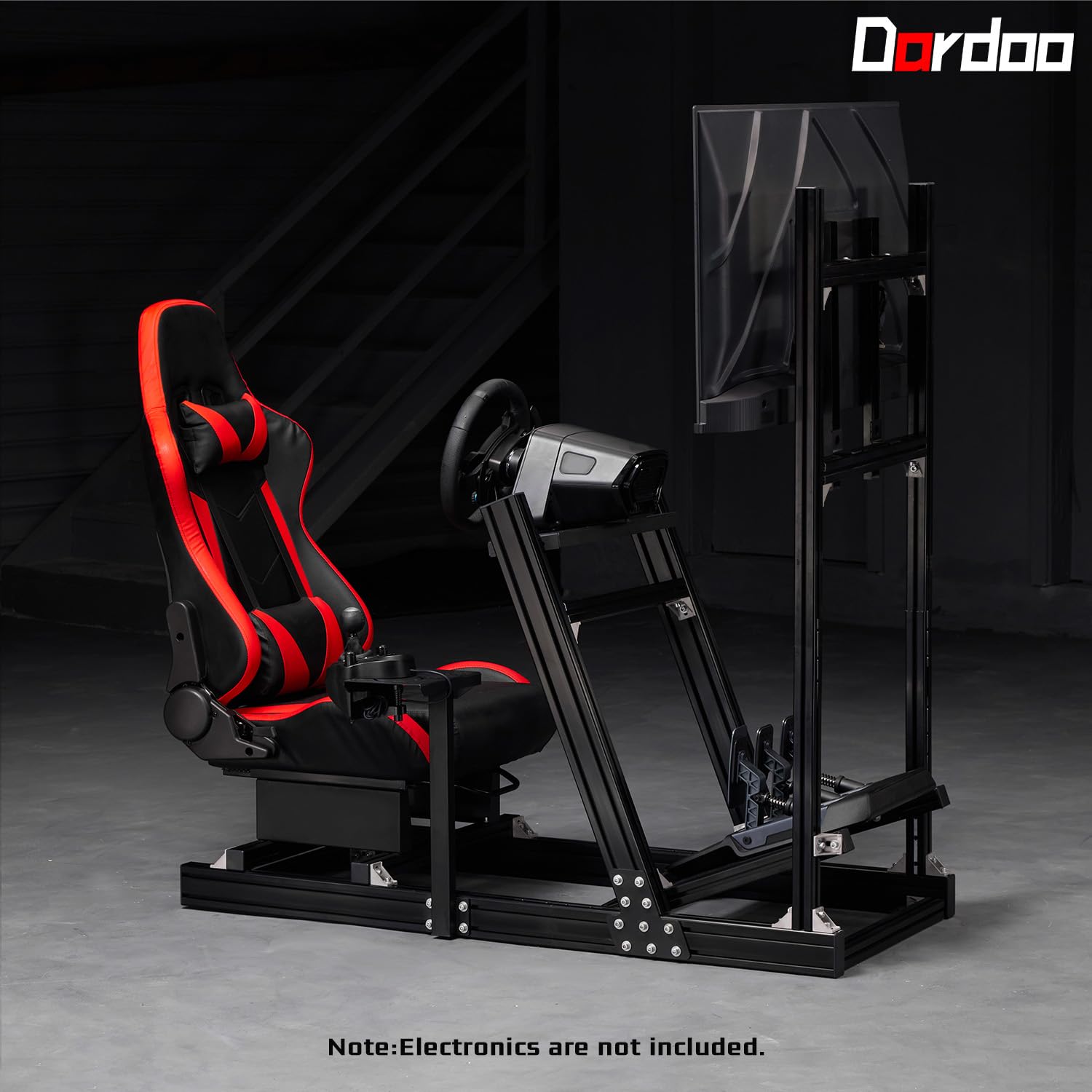 Dardoo F1 Racing Simulator Cockpit with Seat Display Frames Solid profile 40 x 80 mm Wheel Stand Fit for Logitech G920 G923, for Thrustmaster T300RS Without Wheel, Pedal, Handbrake and Monitor