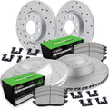 R1 Concepts Front and Rear Brake Kit Fits 2006-2011 Honda Civic| Performance Sport Pads, Drilled Rotors| Hardware| 10.3' Front & 10.2' Rear