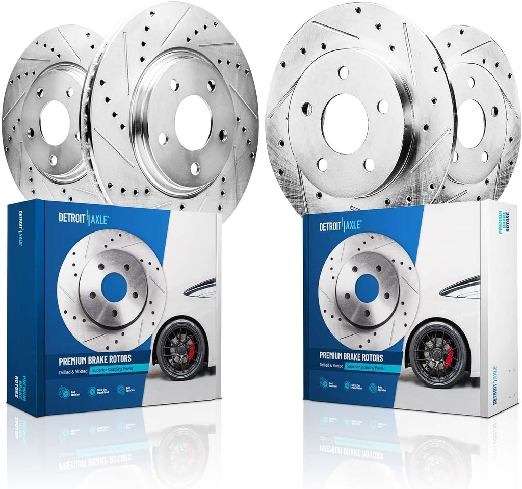Detroit Axle - Brake Rotors for 05-10 Honda Odyssey Drilled & Slotted Brakes Rotors 2005 2006 2007 2008 2009 2010 Front and Rear Replacement : 11.65' inch Front and 12.32' inch Rear Rotor