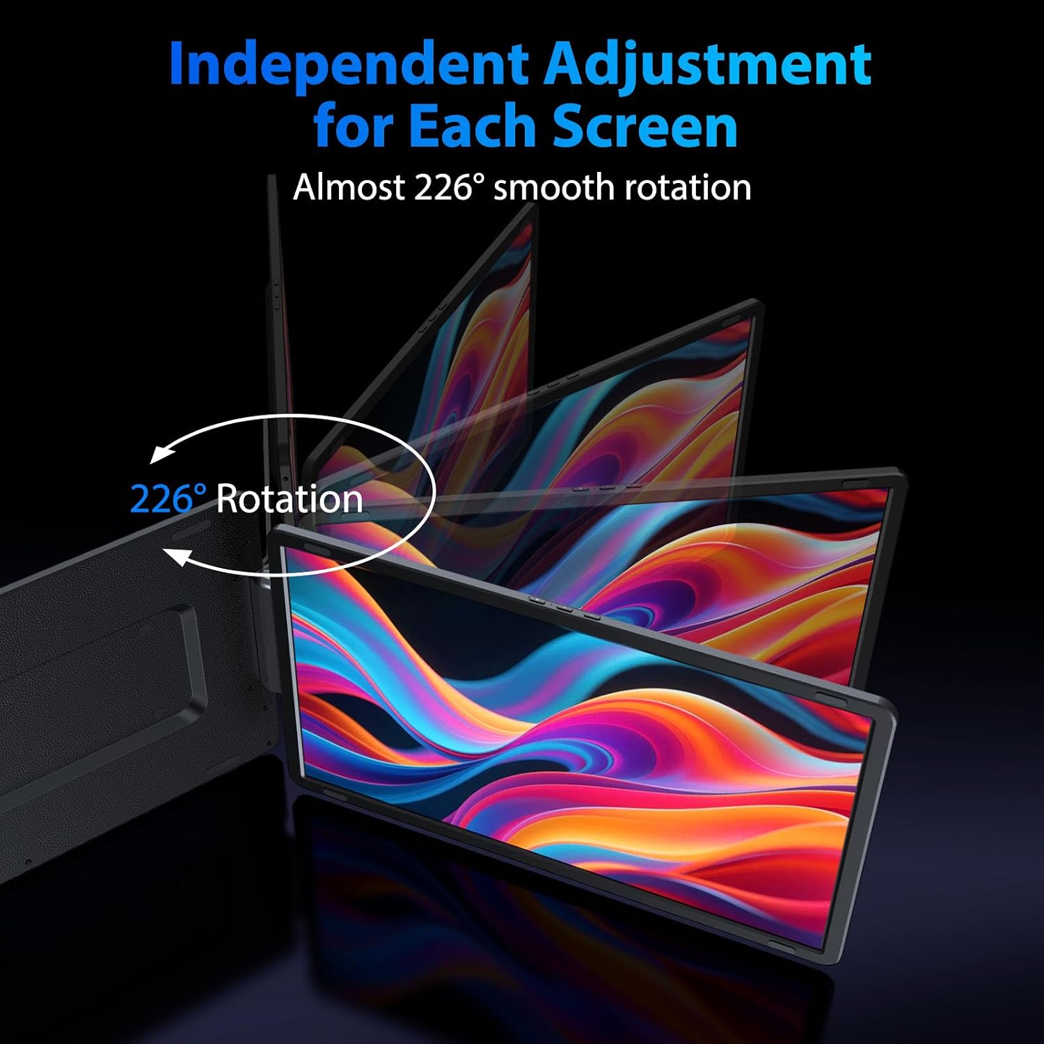 15.6' Laptop Screen Extender, FHD 1080P IPS Portable Triple Monitor for Laptops 13.3'-17.3', USB-C/HDMI Plug & Play, 120% sRGB Low Blue Light Detachable Monitor Extender for Windows/MacOS