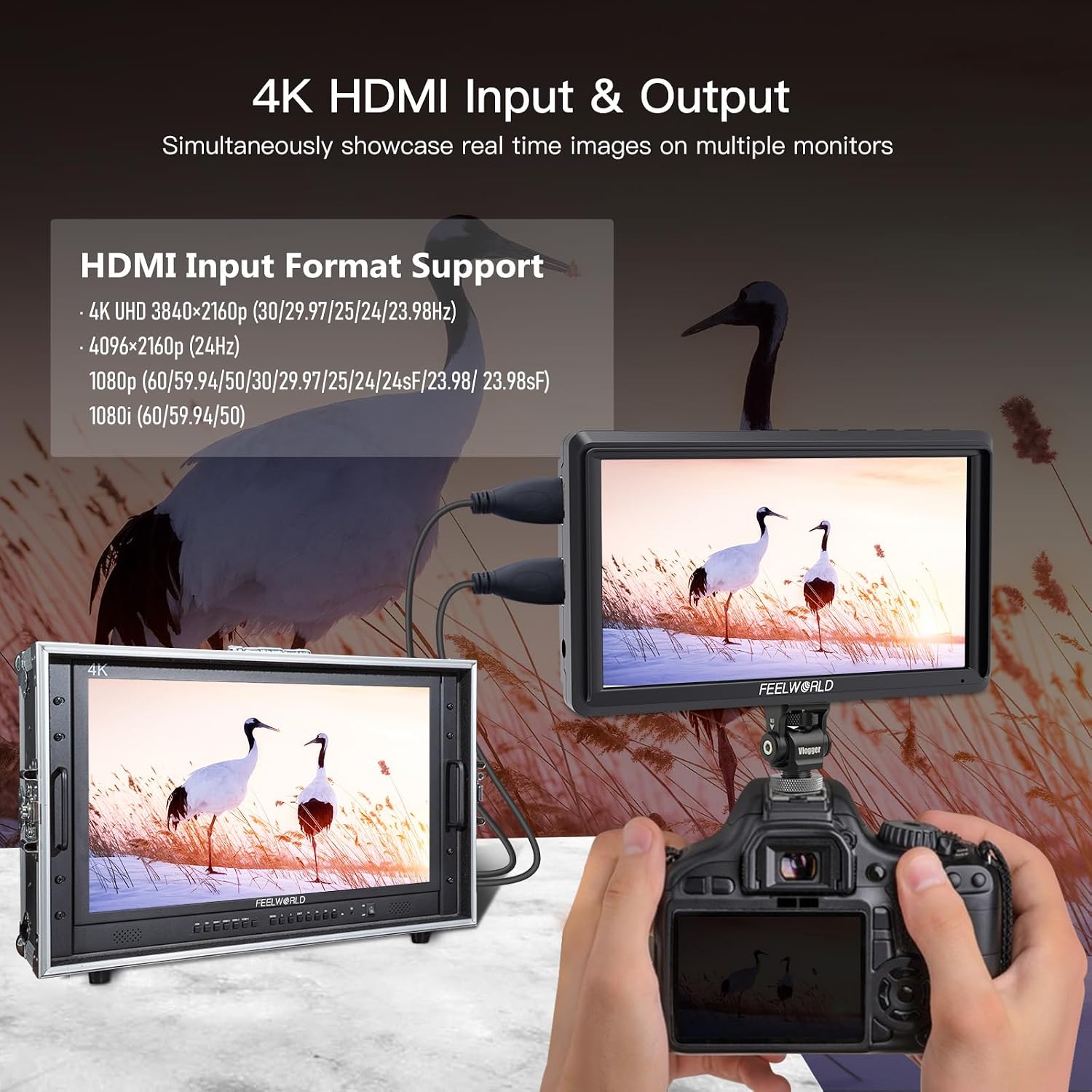 FEELWORLD S55 V3 6-Inch Camera DSLR Field Monitor with F550 Battry 2200mAh and Case, 1920x1080P Small Full HD IPS Display, 4K HDMI in/Out 3D LUT Video Waveform Peaking Focus Assist Zebra False Color