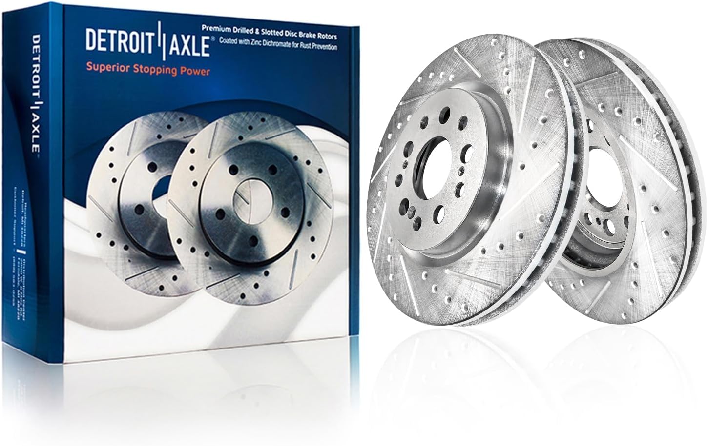 Detroit Axle - Front Brake Kit for 2017-2021 Honda Clarity 12.28' inch Drilled and Slotted Disc Brake Rotors Ceramic Brakes Pads with Hardware 2018 2019 2020 Replacement
