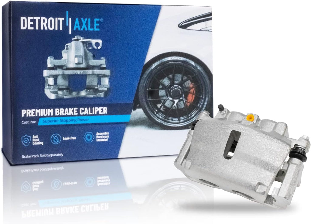 Detroit Axle - Front Drilled Rotors Right Brake Caliper Replacement for 2007-2016 Traverse Acadia Enclave Outlook - 3pc Set