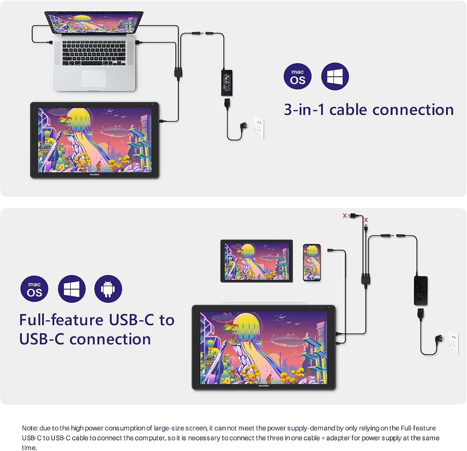 HUION Kamvas 24 Plus 2.5K QHD Graphic Drawing Tablet with Screen, 140%sRGB Full-Laminated QD Drawing Monitor with Battery-Free Stylus for PC, Mac, Android, 23.8inch Pen Display with Single Monitor Arm