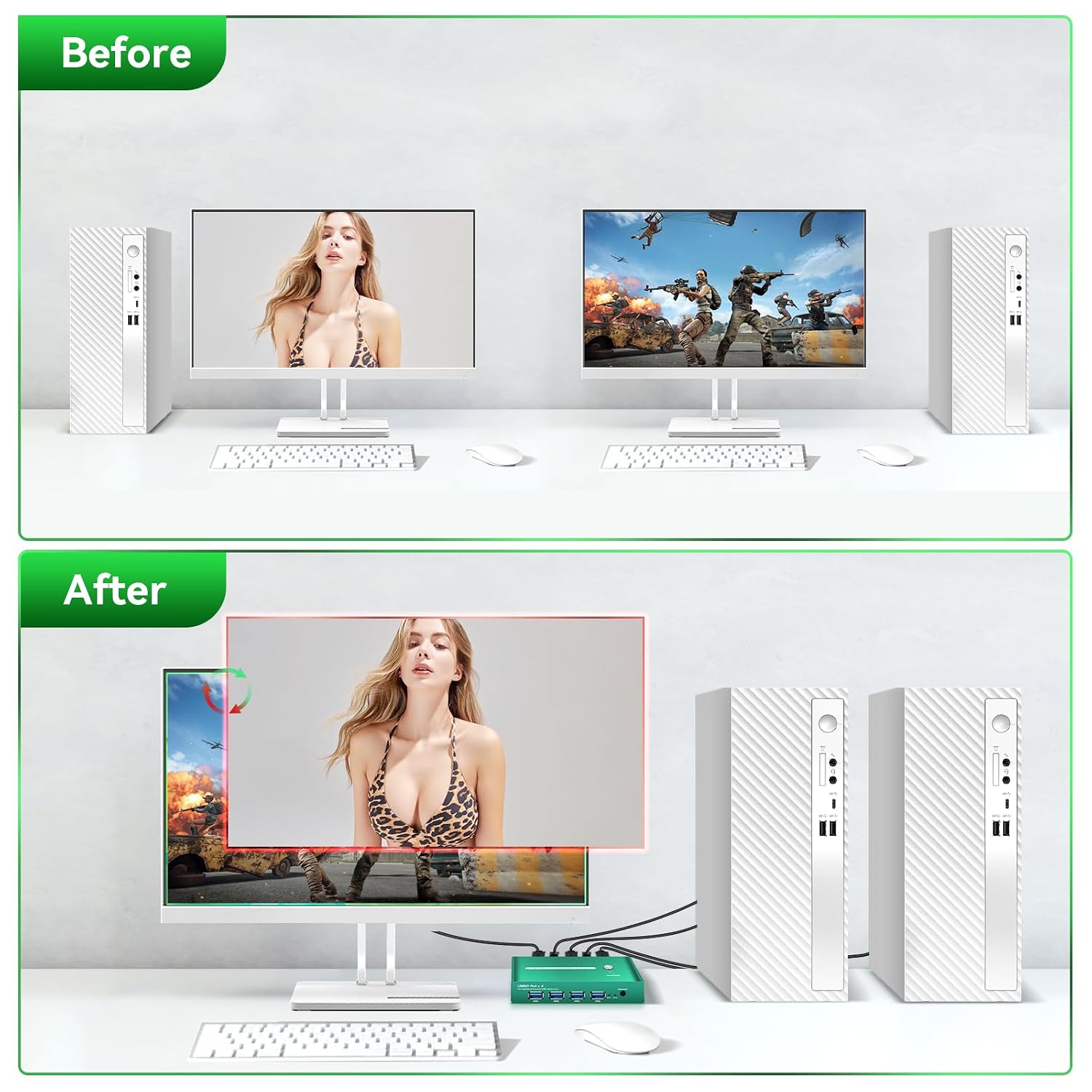 KVM Switches HDMI EDID Emulator 4K 60Hz 2 Port KVM Switch 1 Monitors 2 Computers Hdmi EDID 2K 144Hz 2 PC 1 Monitor Switch 2K 144Hz USB 3.0