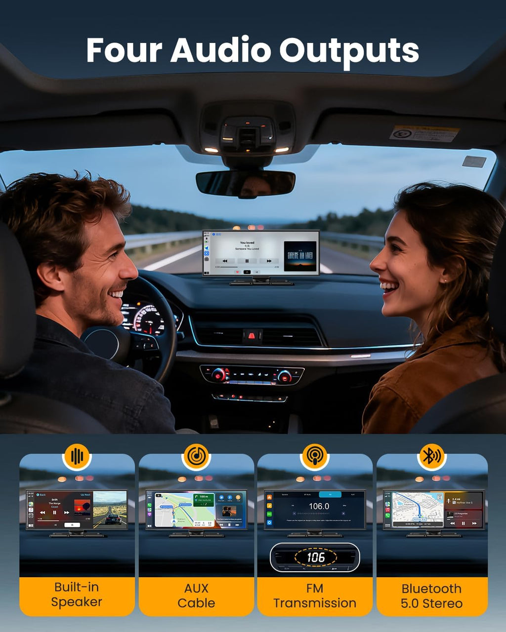 11.5' Wireless Carplay Screen for Car, Portable Apple Carplay & Android Auto Touch Screen, 4K Dash Cam/App Control/Backup Camera/Mirror Link/Voice Control/GPS/Bluetooth,for All Vehicles