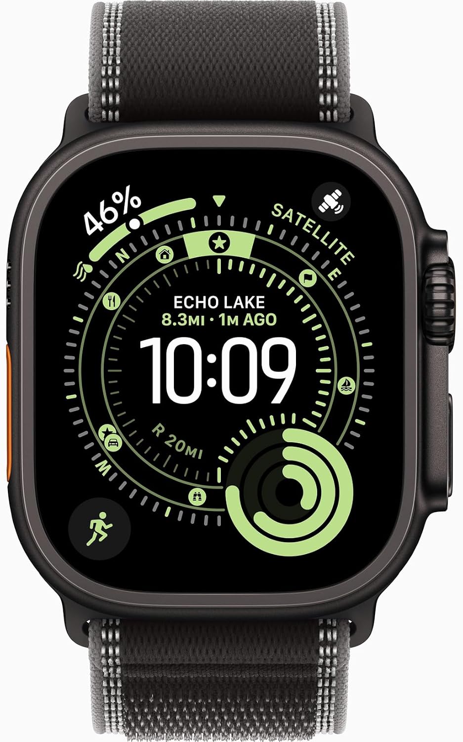 Apple Watch Ultra 3 [GPS + Cellular, 49mm] Black Titanium Case with Black/Charcoal Trail Loop, S/M (Renewed)