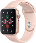 Apple Watch Series 5 (GPS, 44MM) - Gold Aluminum Case with Pink Sand Sport Band (Renewed)