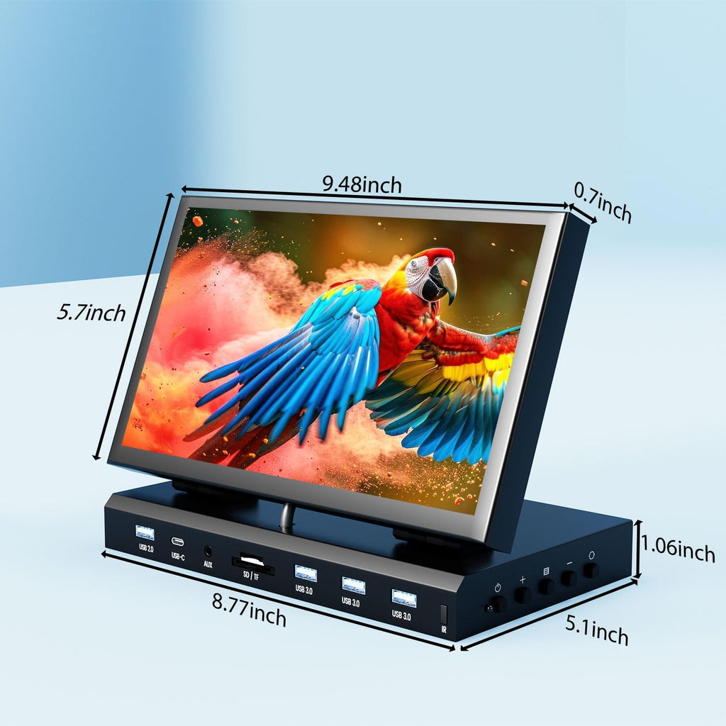 10.1' Small Monitor for PC Raspberry Pi, 1280x720 IPS Mini Monitor Multi-Port Docking Station Built-in USB Hub &Dual Speakers, Raspberry Pi Display for DIY Projects,Gaming & Aida64 CPU GPU Monitoring