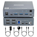 USB C KVM Switch 4K@60Hz,Dual Monitor USB C HDMI KVM Switch for 1 PC and 1 Laptop Sharing 2 Monitor and 4 USB3.0 Devices, PD Power for Laptop with Wired Remote Control and USB Cables Included