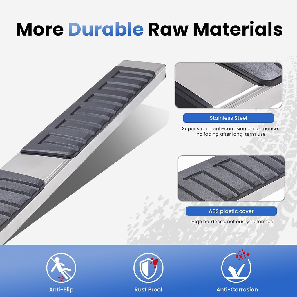 PZ 6' Running Boards Side Steps Compatible with 2019-2026 Chevy Silverado/GMC Sierra 1500 Crew Cab,2020-2026 Silverado/Sierra 2500/3500HD,500LBS No Drill Truck Running Boards Direct Fit Nerf Bar