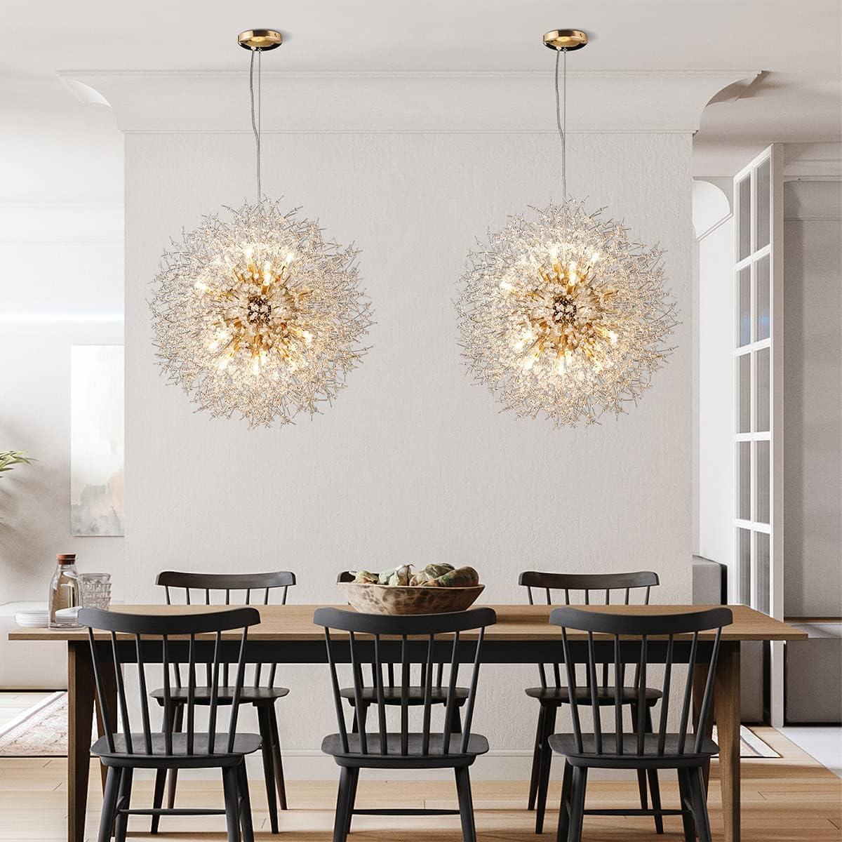 Modern Crystal Chandelier Dandelion, 16-Light Large Sputnik Crystal Chandelier Gold, 23.6' Firework Chandelier Light Fixture for Living Room Bedroom
