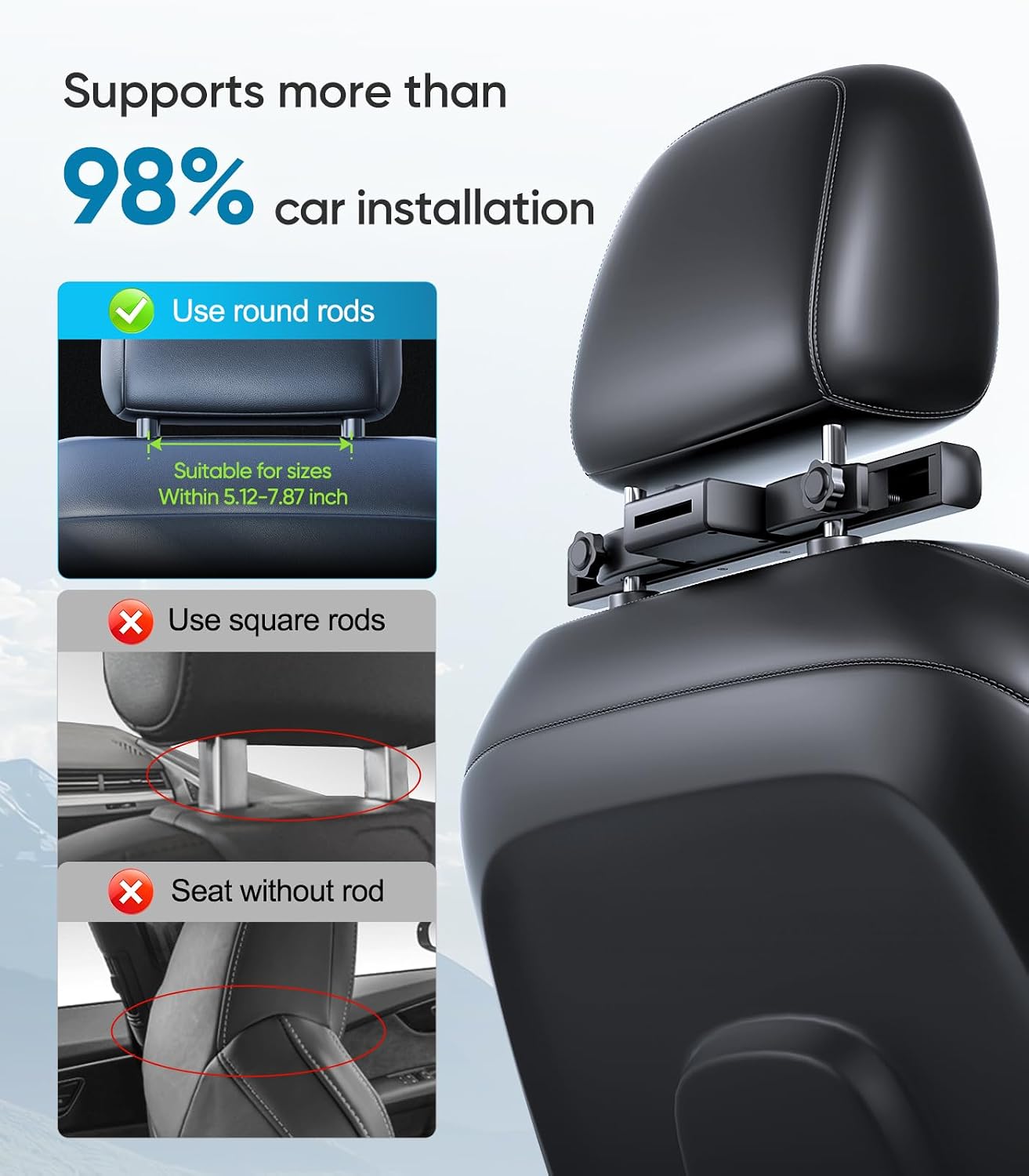 13.5' Android 13 Car Headrest Monitor-4G+64G 4K Car TV for Back Seat, Wireless Phone Mirroring, HDMI in/Out Sync, Bluetooth FM WiFi, Rear Seat Entertainment System (1-Pack)