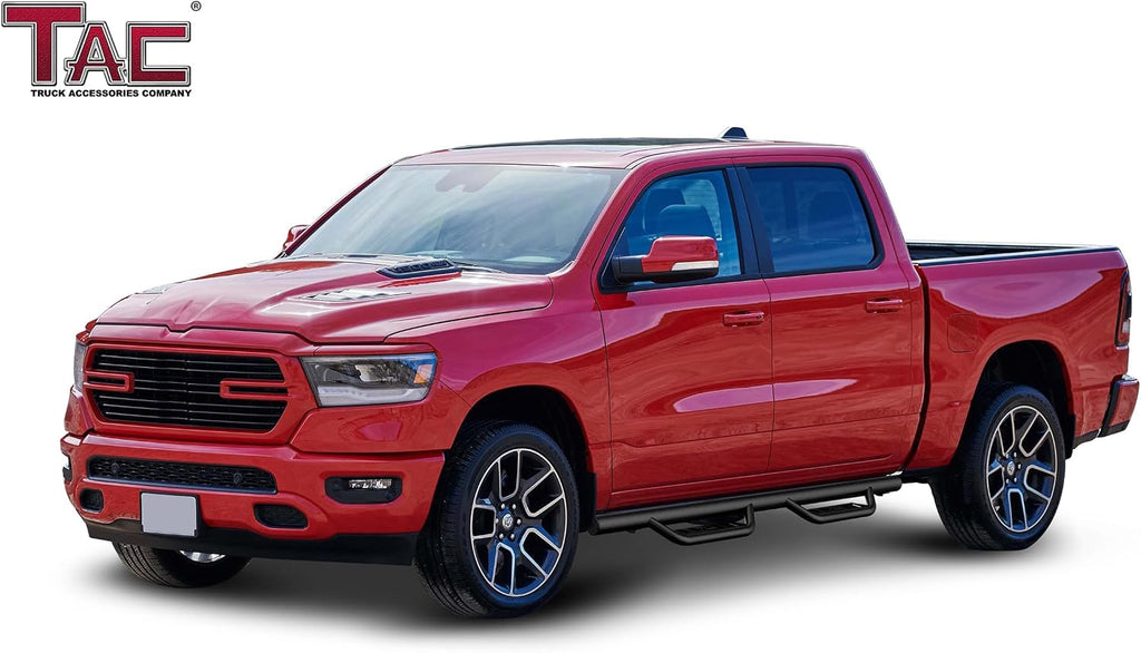 TAC Running Boards Side Steps Fit 2019-2026 RAM 1500 Crew Cab (Exclude 2019-2024 RAM 1500 Classic) | 4' Drop Nerf Bars | Pickup Truck Off-Road Exterior Accessories 2pcs