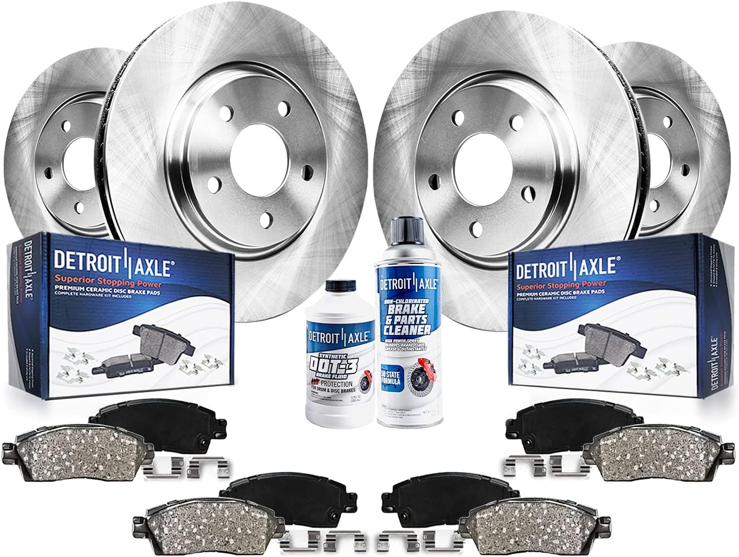 Detroit Axle - Brake Kit for E39 97-03 BMW 528i 01-03 525i Disc Brakes Rotors 1997 1998 1999 2000 2001 2002 2003 Ceramic Brake Pads Front and Rear Replacement