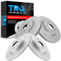 TRQ Performance Front and Rear Brake Rotor Set G Coated Drilled and Slotted Compatible with 2017-2024 Honda CR-V