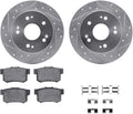 R1 Concepts Rear Brake Kit Fits 2006-2011 Acura CSX; 2013-2015 Acura ILX; 1997-2001 Honda Prelude; 2006-2015 Honda Civic| Semi Met Pads, Drilled Slotted Rotors| Hardware| 10.2' Rear