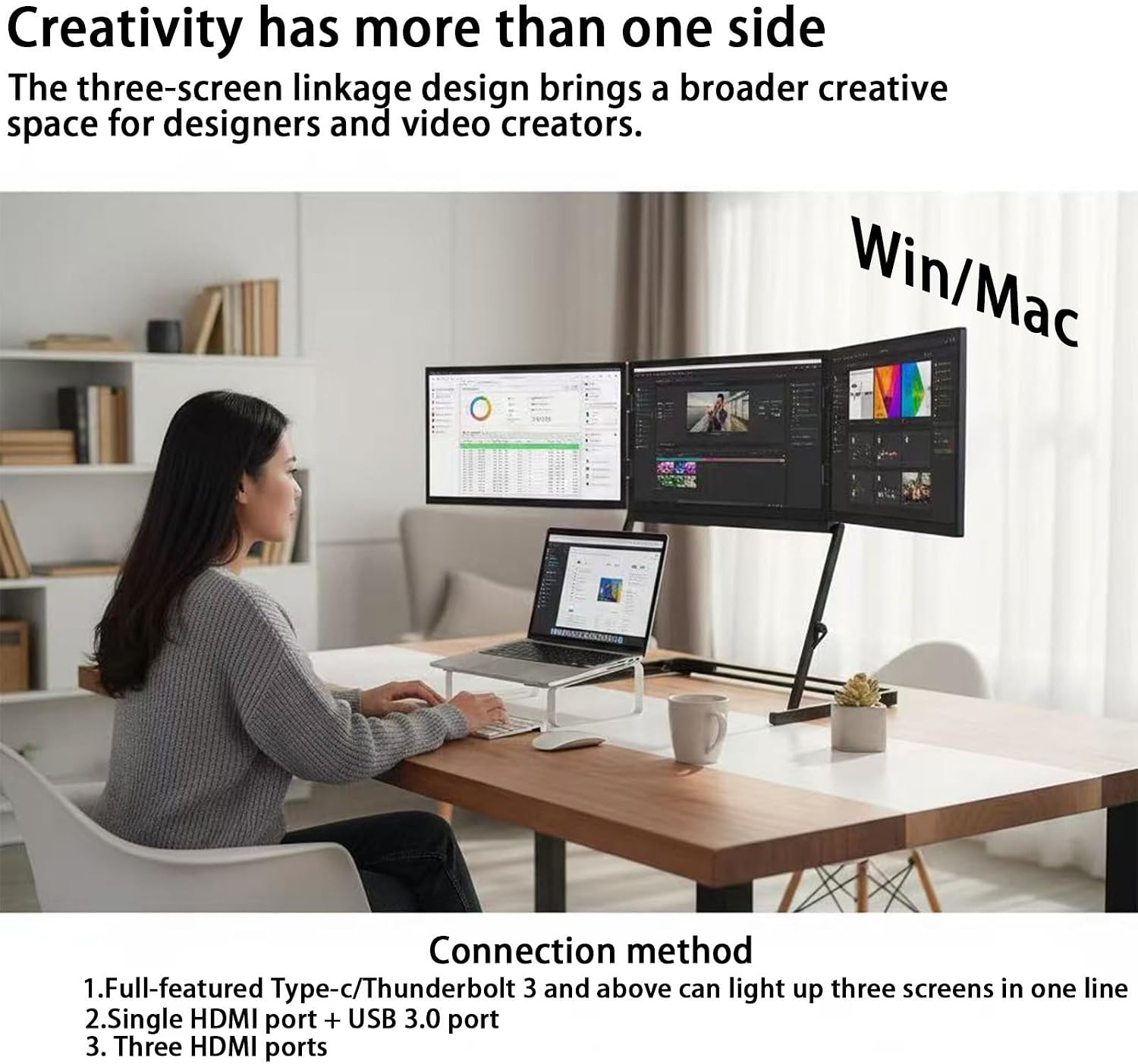 Laptop dual monitors, monitor extender, portable laptop screen extender, 15.6-inch Full HD portable monitor for efficient multi-screen collaboration, perfect for business trips or working from home.