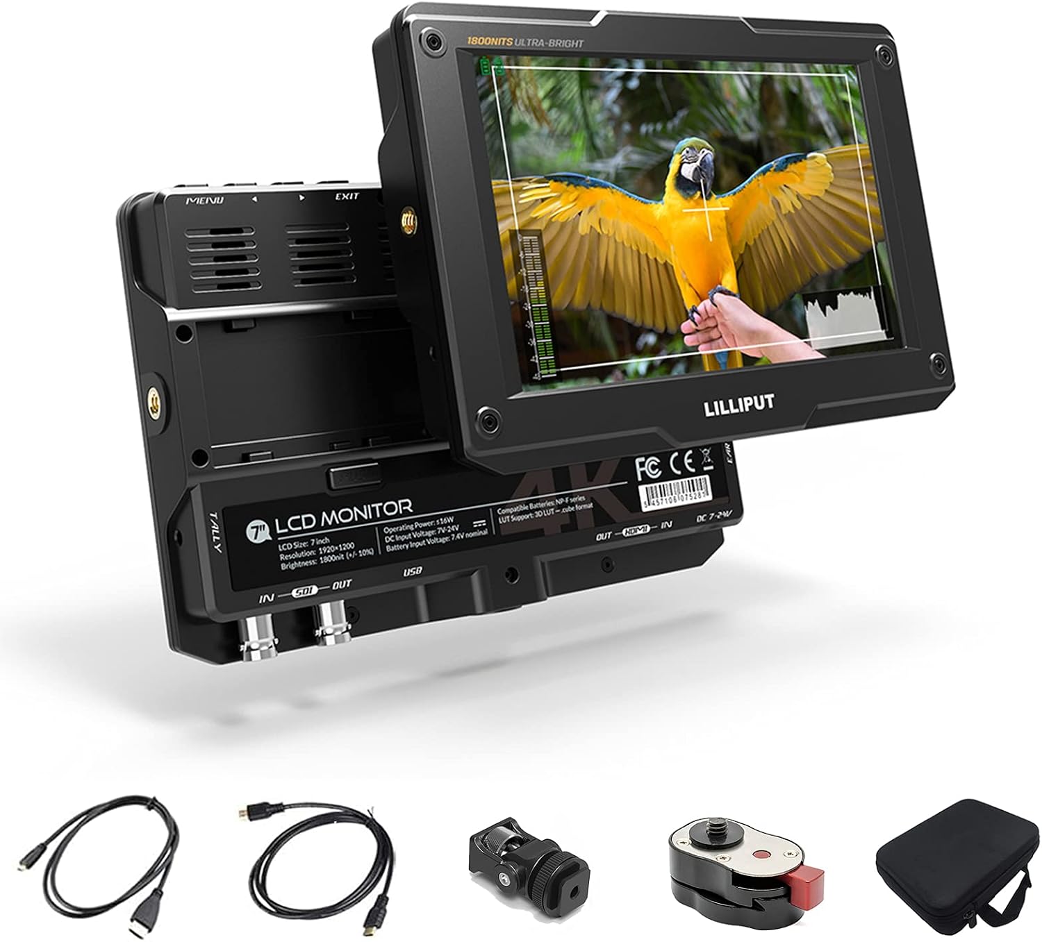 LILLIPUT H7S 7 Inch 1800 Nits High Brightness SDI 4K HDMI Input Tally Field Monitor DSLR On-Camera HDR Video Monitor