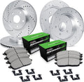 R1 Concepts Front and Rear Brake Kit Fits 2007-2010 Acura CSX; 2006-2011 Honda Civic| Performance Sport Pads, Drilled Slotted Rotors| Hardware| 11.8' Front & 10.2' Rear