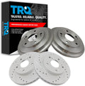 TRQ Performance Front and Rear Brake Rotor Set G Coated Drilled and Slotted Compatible with 2006-2011 Honda Civic