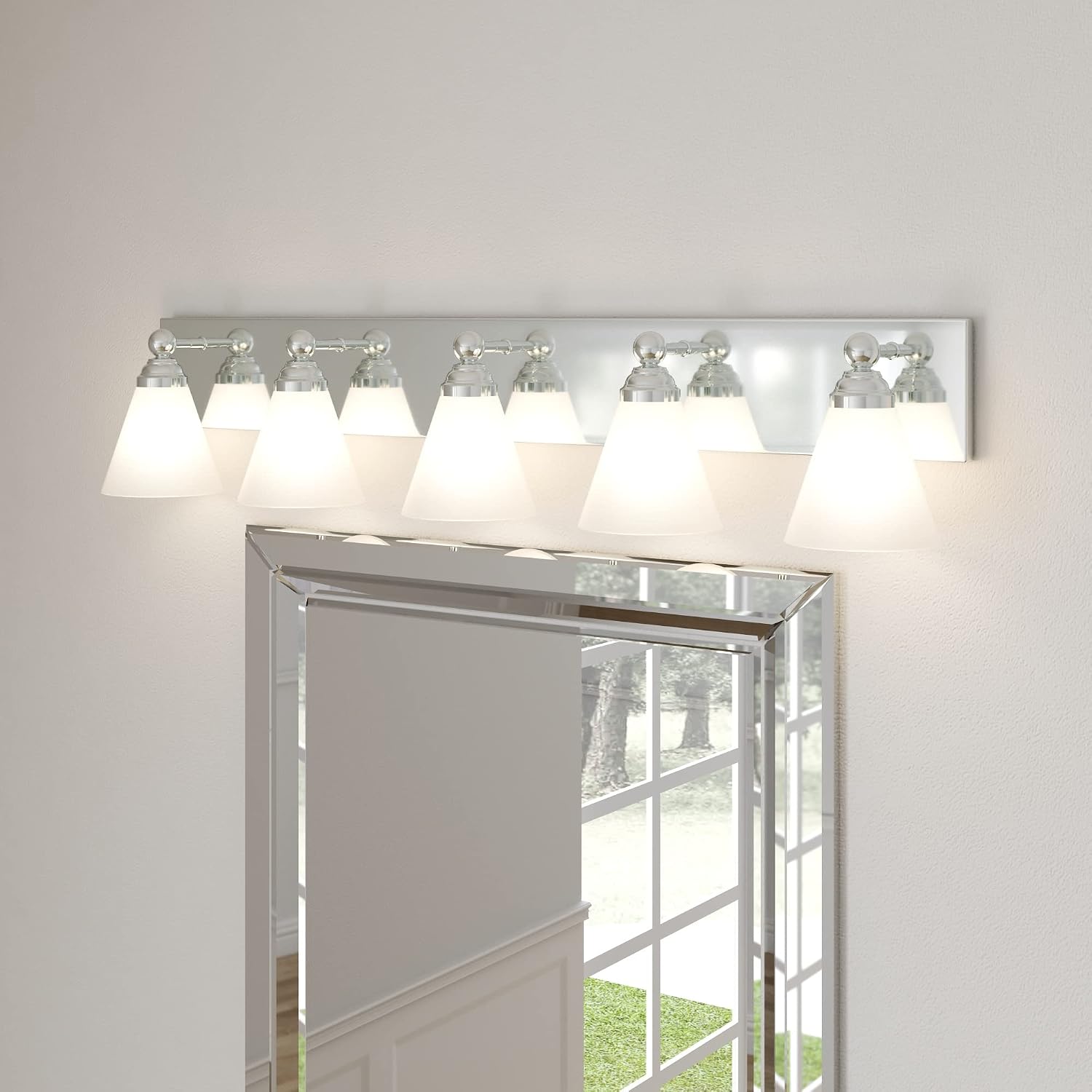 Designers Fountain Hudson 5-Light Bathroom Vanity Light Fixture, Chrome, 6495-CH Silver