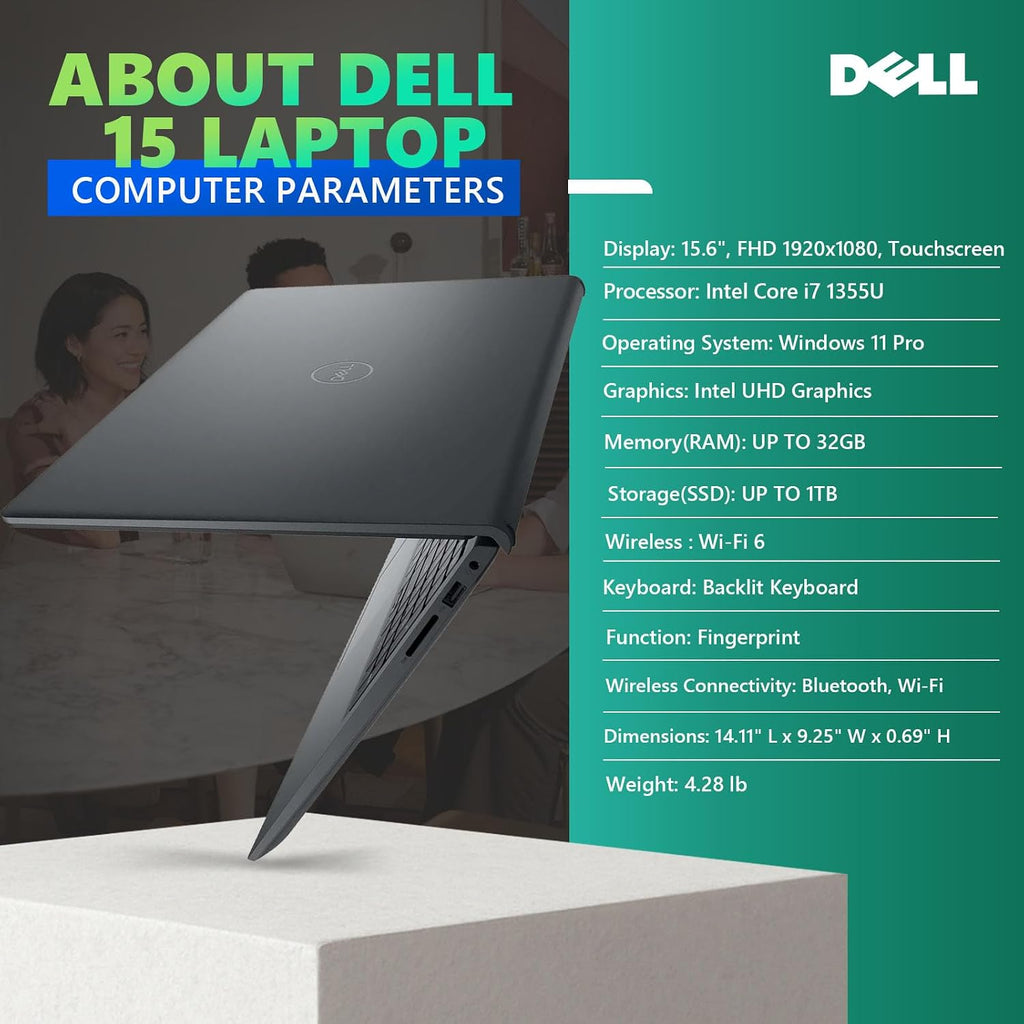 Dell 16 Touchscreen for Business Laptop Computer - Intel Core 7 150U (10 Core, Up to 5.4GHz), 32GB RAM, 1TB SSD, 16' FHD+ IPS 300nits Display, Backlit KB, Wi-Fi 6E, Win 11 Pro, Patented Redragon Kit