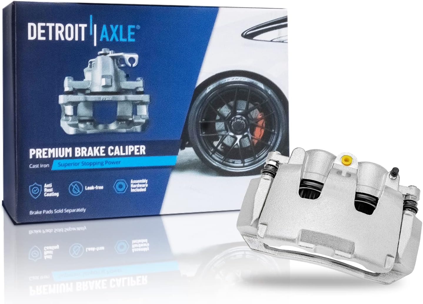 Detroit Axle - Front Disc Rotors + Passenger Side Brake Caliper Replacement for 2005-2008 Mitsubishi Raider Dodge Dakota - 3pc Set