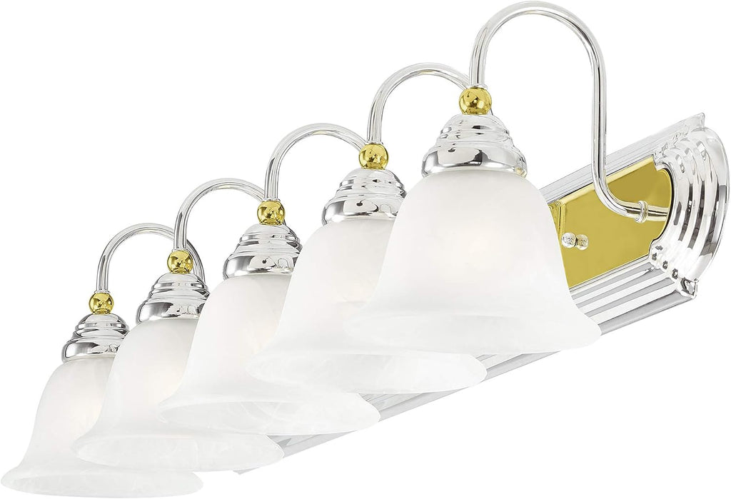 Livex Lighting 1005-52 Belmont 5-Light Bath Light, Chrome and Polished Brass