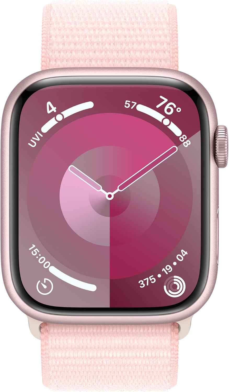 Apple Watch Series 9 [GPS + Cellular, 45mm] - Pink Aluminum Case with Pink Sport Loop, One Size (Renewed)