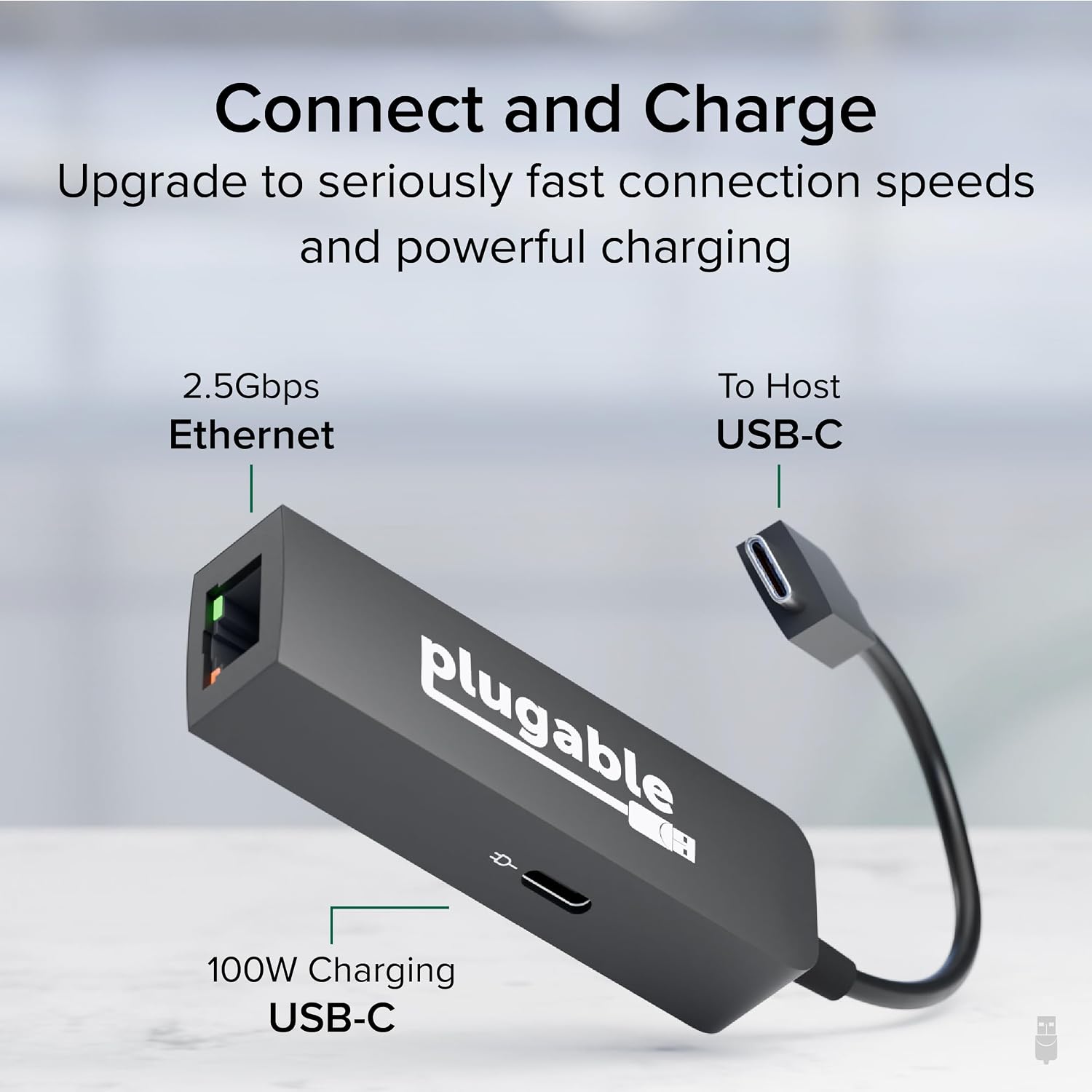 Plugable USB C Portable Monitor and USB C to Ethernet Adapter Bundle: 15.6' Monitor with 100W Charging, 3X USB-C 10Gbps, Protective Case/Stand, and 2.5Gbps Type C Ethernet Adapter