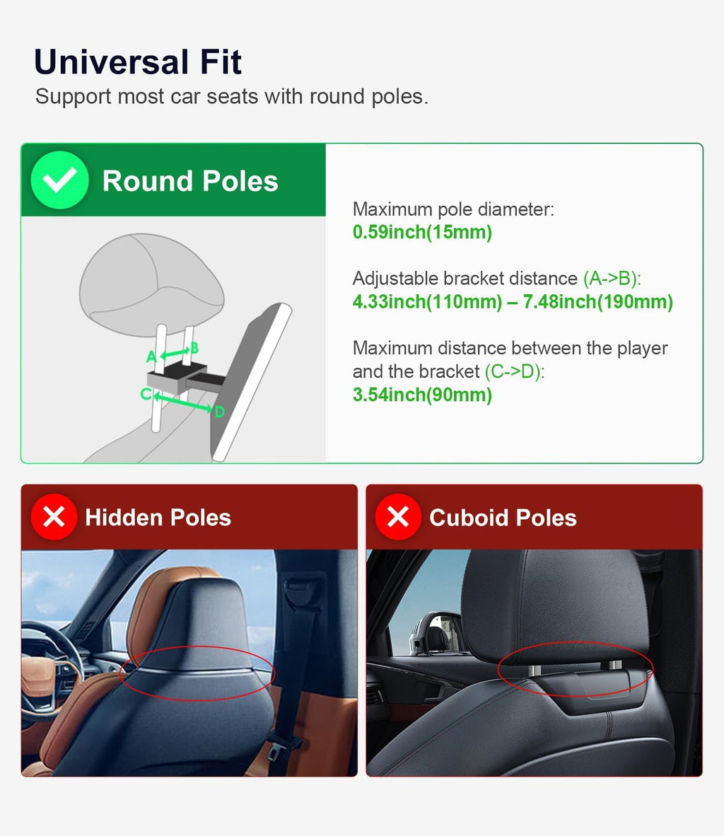 XTRONS 13.3 Inch Android Car TV, 4K Video Player Headrest Monitor Tablet for Back Seat with Wi-Fi and Bluetooth, IPS Touch Screen Support HDMI/Mirror Link/RCA in (2PCS)