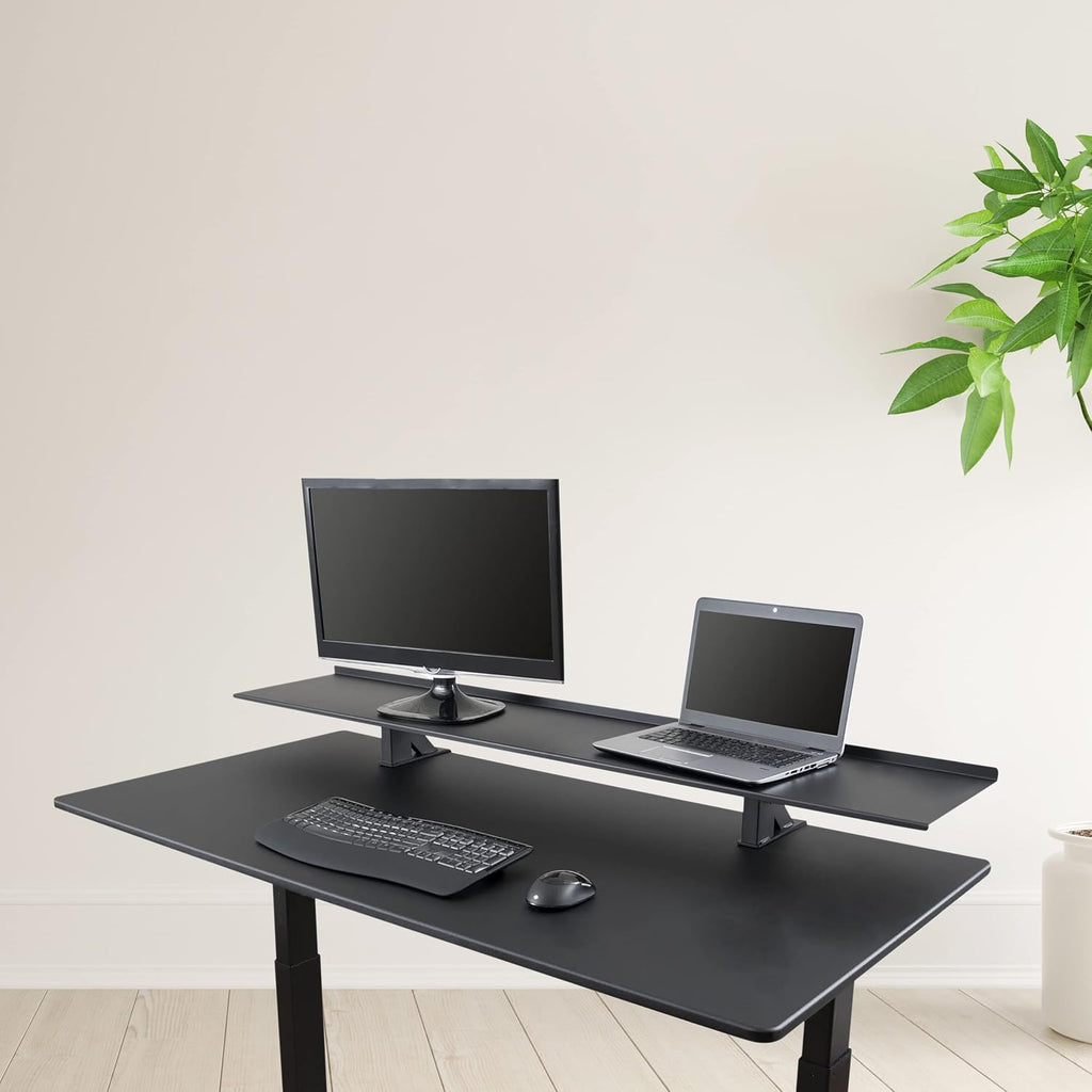 Stand Up Desk Store Clamp-On Adjustable Height Desk Shelf Monitor Stand (60' Wide)
